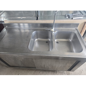 Lavello Inox Armadiato 2 Vasche Più Gocciolatoio